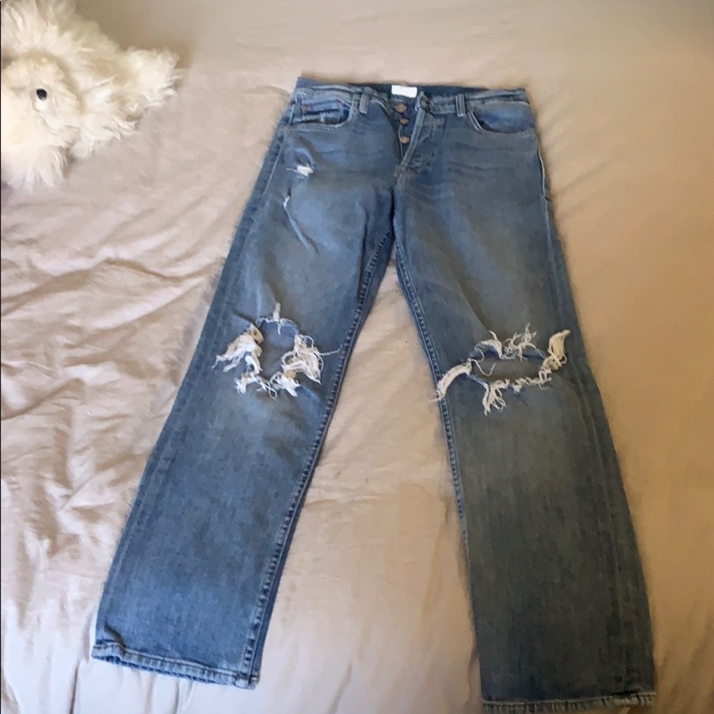 MOTHER ripped jeans with lightning bold on pocket